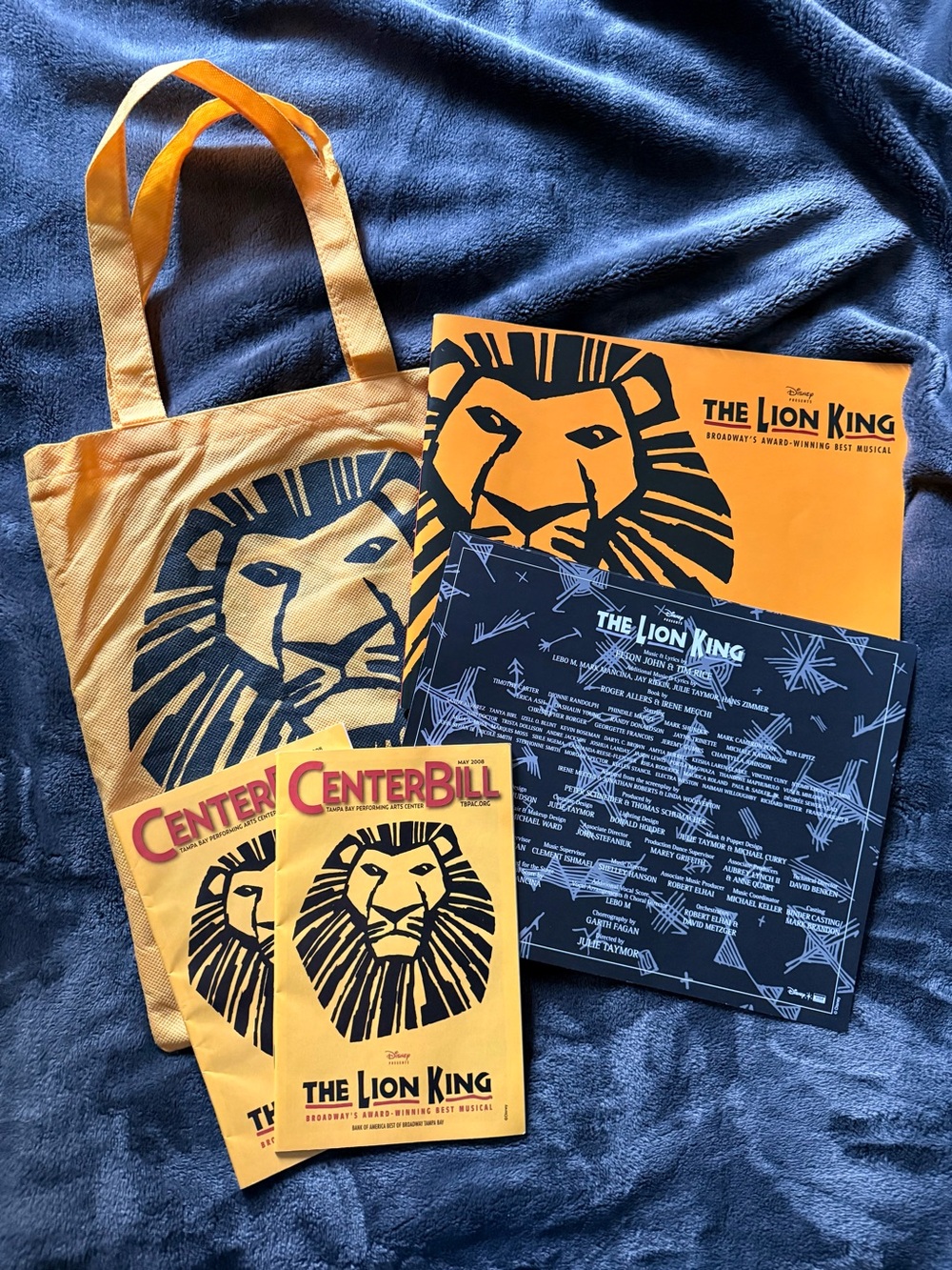 Disney Lion King Musical Tote with Matching Playbills & Program 2008